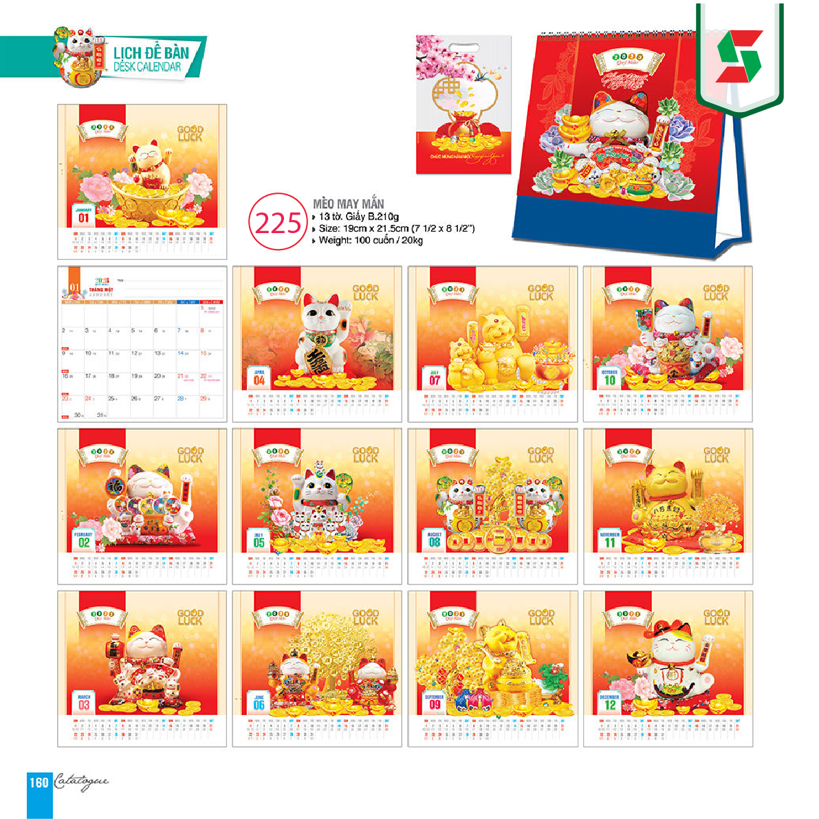 Mẫu lịch mèo may mắn